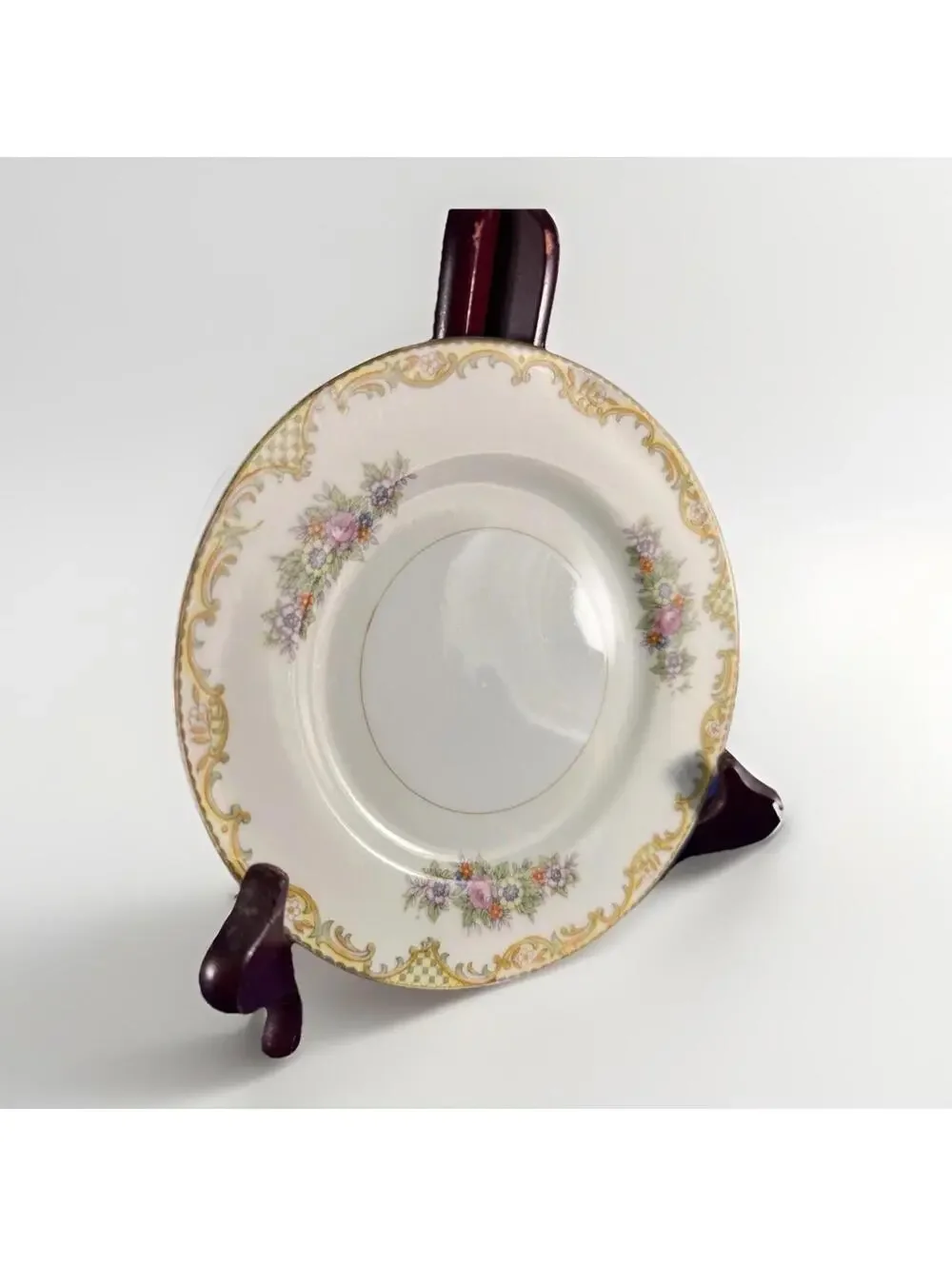 Made in Japan Floral Saucer Gold Trim Cottagecore Tea Party Plate Vintage